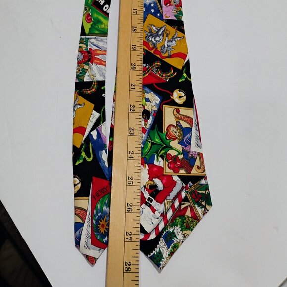 Nicole Miller 100% Silk Christmas Neck Tie Vintage 1994 - Picture 8 of 9